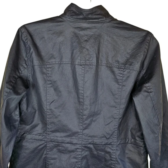 Tommy Hilfiger Women's Navy Waxed Utility Jacket With Cinchable Waist - Picture 10 of 12